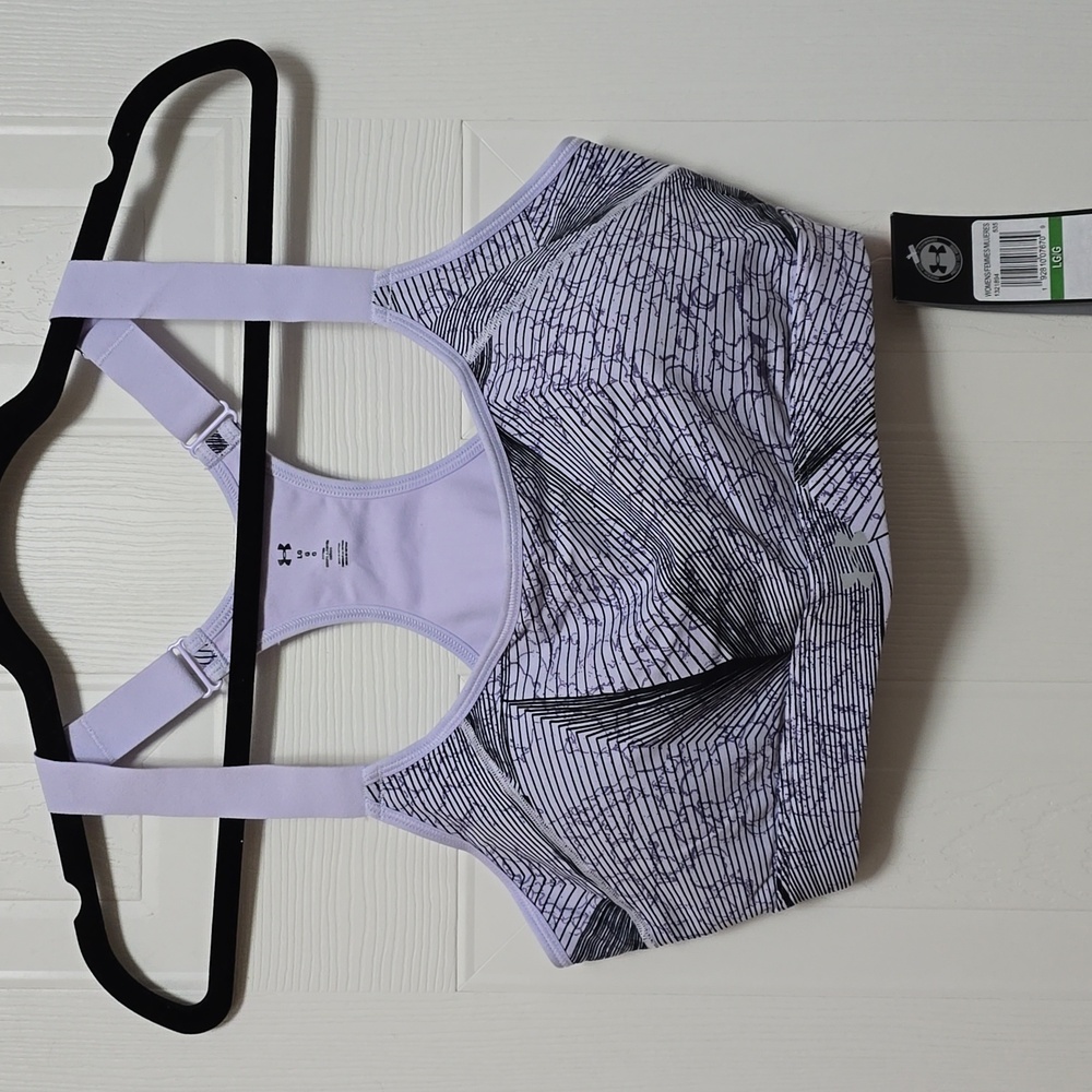 NEW Under Armour Women's Patterned Sports Bra - Black and Purple - Large